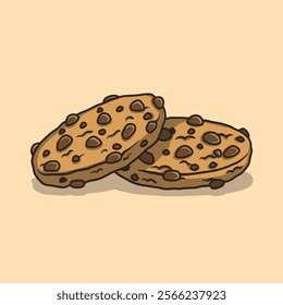 Illustration of crunchy chocolate chip biscuits