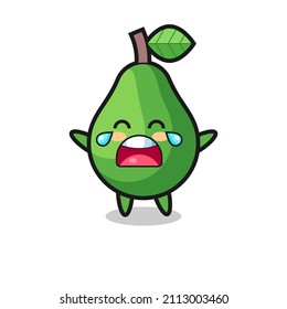 the illustration of crying avocado cute baby , cute style design for t shirt, sticker, logo element