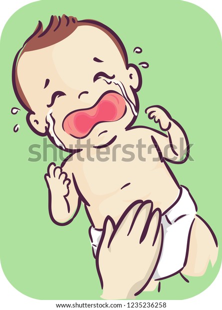 腹痛や痙攣を和らげるために手で腹をこする泣く少年のイラスト のベクター画像素材 ロイヤリティフリー
