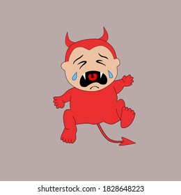 Ilustración de un bebé diablo llorando