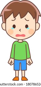 Illustration of a crying boy