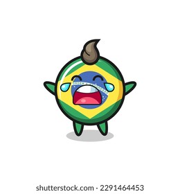 the illustration of crying brazil flag badge cute baby , cute style design for t shirt, sticker, logo element