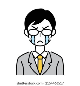 Illustration of a crying business man.