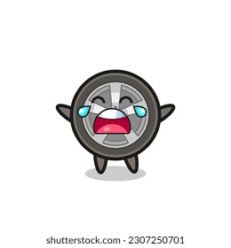 the illustration of crying car wheel cute baby , cute style design for t shirt, sticker, logo element