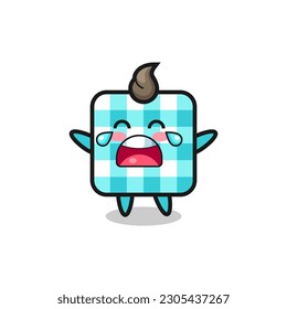 the illustration of crying checkered tablecloth cute baby , cute style design for t shirt, sticker, logo element