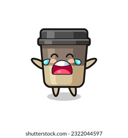 the illustration of crying coffee cup cute baby , cute style design for t shirt, sticker, logo element