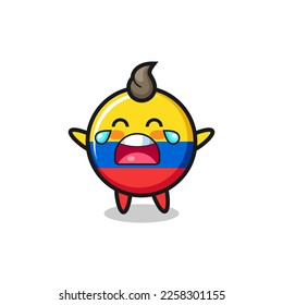 the illustration of crying colombia flag badge cute baby , cute style design for t shirt, sticker, logo element