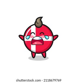 the illustration of crying denmark flag badge cute baby , cute style design for t shirt, sticker, logo element