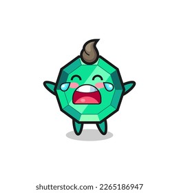 the illustration of crying emerald gemstone cute baby , cute style design for t shirt, sticker, logo element