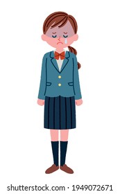 Illustration of a crying female student