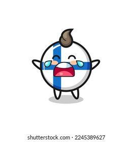 the illustration of crying finland flag badge cute baby , cute style design for t shirt, sticker, logo element