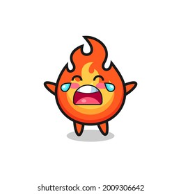 the illustration of crying fire cute baby , cute style design for t shirt, sticker, logo element