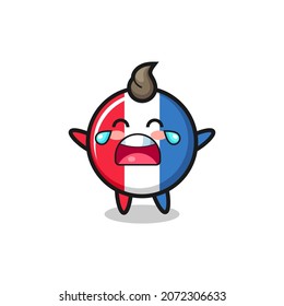 the illustration of crying france flag badge cute baby , cute style design for t shirt, sticker, logo element