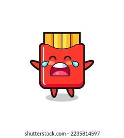 the illustration of crying french fries cute baby , cute style design for t shirt, sticker, logo element