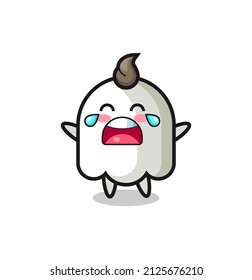 the illustration of crying ghost cute baby , cute style design for t shirt, sticker, logo element
