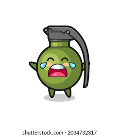 the illustration of crying grenade cute baby , cute style design for t shirt, sticker, logo element