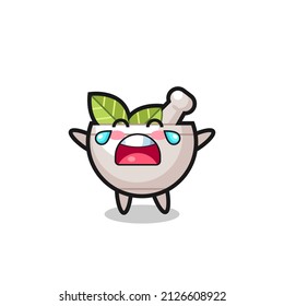 the illustration of crying herbal bowl cute baby , cute style design for t shirt, sticker, logo element