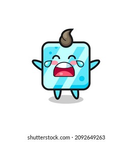 the illustration of crying ice cube cute baby , cute style design for t shirt, sticker, logo element