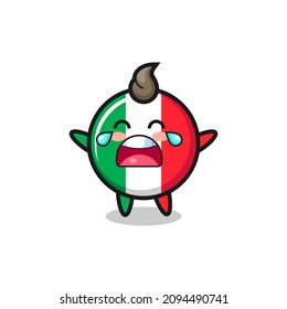 The Illustration Of Crying Italy Flag Cute Baby , Cute Style Design For T Shirt, Sticker, Logo Element