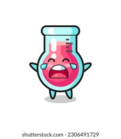 the illustration of crying laboratory beaker cute baby , cute style design for t shirt, sticker, logo element