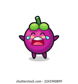 the illustration of crying mangosteen cute baby , cute style design for t shirt, sticker, logo element
