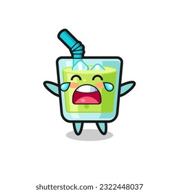 the illustration of crying melon juice cute baby , cute style design for t shirt, sticker, logo element