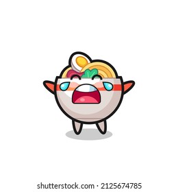 the illustration of crying noodle bowl cute baby , cute style design for t shirt, sticker, logo element