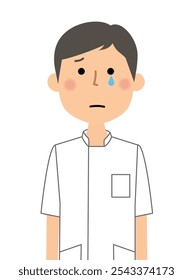 Ilustración de una enfermera llorando.