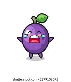 the illustration of crying passion fruit cute baby , cute style design for t shirt, sticker, logo element