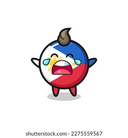 the illustration of crying philippines flag badge cute baby , cute style design for t shirt, sticker, logo element