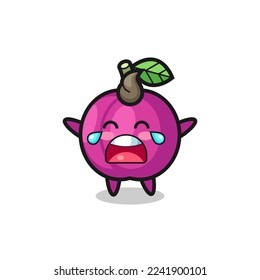 the illustration of crying plum fruit cute baby , cute style design for t shirt, sticker, logo element