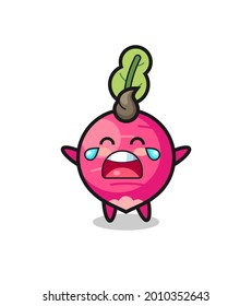 the illustration of crying radish cute baby , cute style design for t shirt, sticker, logo element