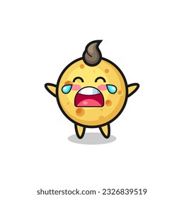 the illustration of crying round cheese cute baby , cute style design for t shirt, sticker, logo element