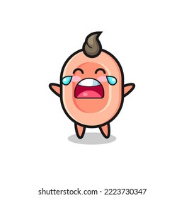 the illustration of crying soap cute baby , cute style design for t shirt, sticker, logo element