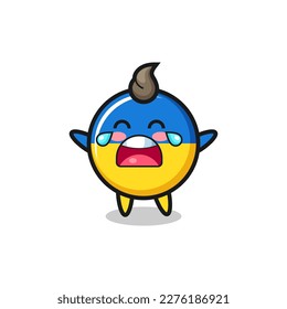the illustration of crying ukraine flag badge cute baby , cute style design for t shirt, sticker, logo element