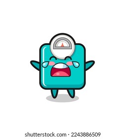 ilustración de escala de peso llorando lindo bebé, diseño de estilo lindo para camiseta, pegatina, elemento logo