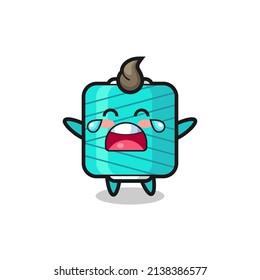 the illustration of crying yarn spool cute baby , cute style design for t shirt, sticker, logo element