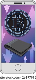 Illustration of crypto wallet on smartphone screen