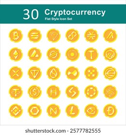 Illustration of Cryptocurrency Collection design Flat Icon.Illustration of Cryptocurrency Collection design Flat Icon. Cryptocurrency Illustration Icon Pack. Set of Cryptocurrency  Flat Icon