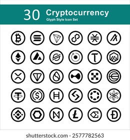 Illustration of Cryptocurrency Collection design Glyph Icon.Illustration of Cryptocurrency Collection design Glyph Icon. Cryptocurrency Illustration Icon Pack. Set of Cryptocurrency Gyph Icon