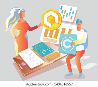 Illustration for cryptocurrency website.  Also be suitable for mobile applications. And for trade systems