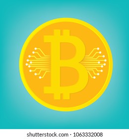 Illustration of cryptocurrency.Simple Bitcoin vector.