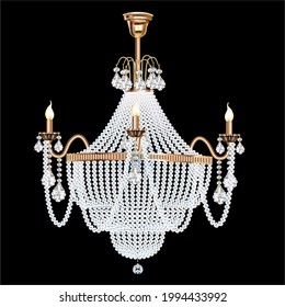 illustration of a crystal chandelier on a dark background