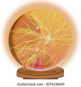 Ilustración de una bola mágica de cristal de un mago.