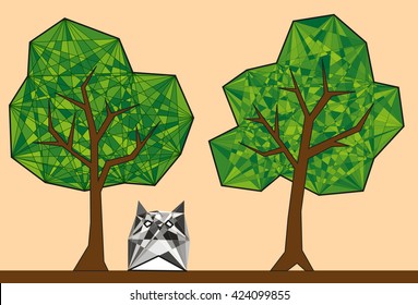 Illustration of the crystal trees and cat