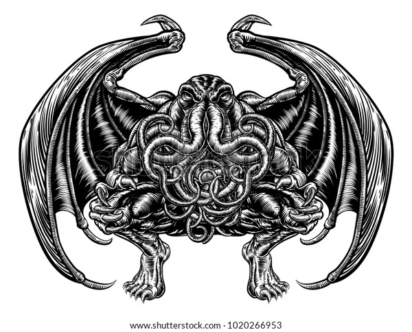 Illustration Cthulhu Mythos Style Monster Vintage Stock Vector (Royalty ...