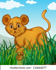 illustration of a cub walking in nature