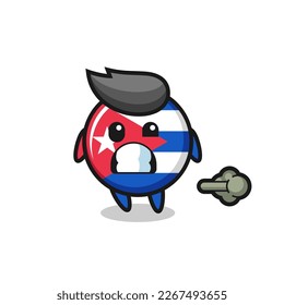 the illustration of the cuba flag badge cartoon doing fart , cute style design for t shirt, sticker, logo element