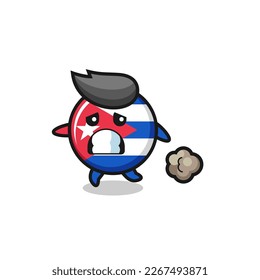 illustration of the cuba flag badge running in fear , cute style design for t shirt, sticker, logo element - Powered by Shutterstock - Get 15% off with code: PIKWIZARD15