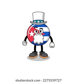 Illustration of cuba flag cartoon with i want you gesture , character design